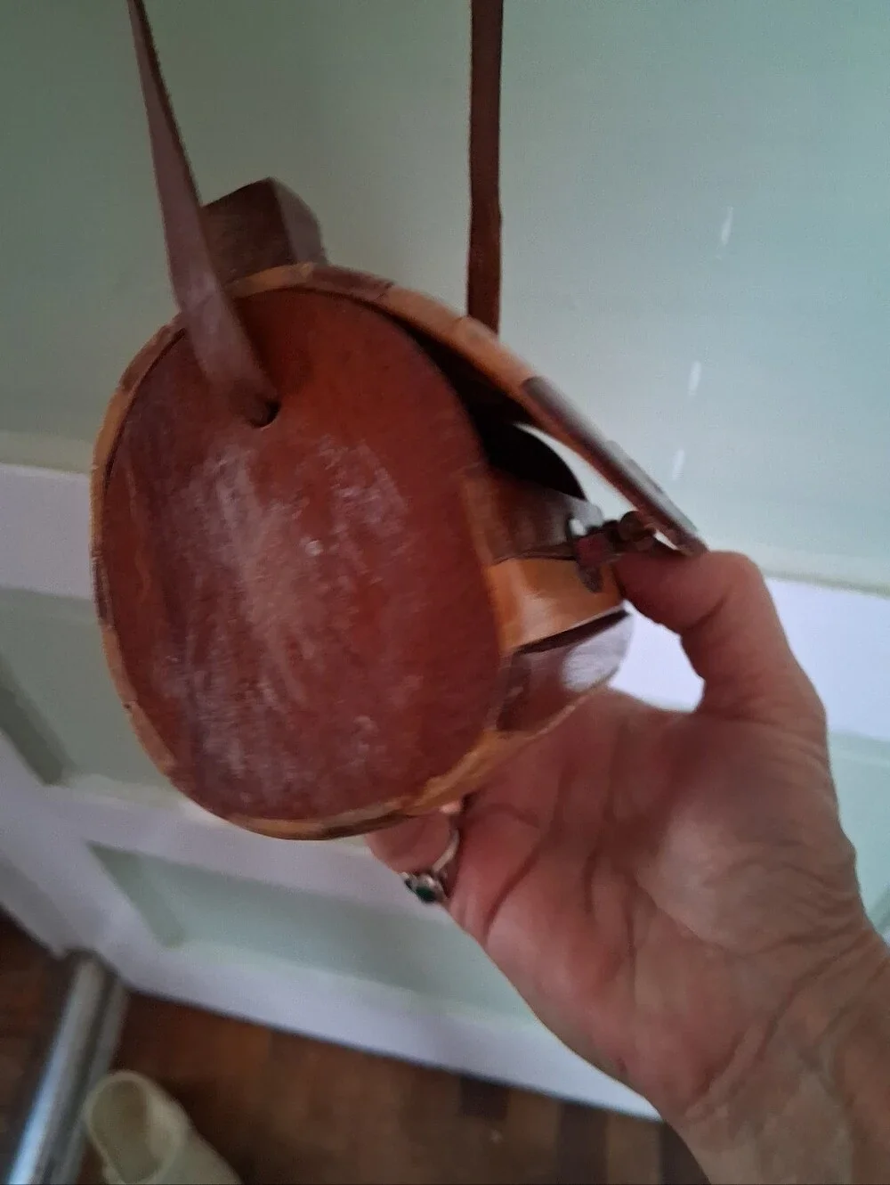 Brown and Tan Wooden Crossbody Bag - Unbranded